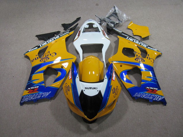Amarelo Azul Corona Extra Carenagem Suzuki GSXR 1000 K3 2003-2004 Amarelo Azul Corona Extra Carenagem Suzuki GSXR 1000 K3 2003-2004