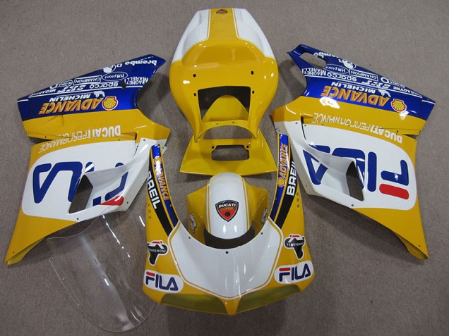 Amarelo Branco Fila Carenagem Ducati 748 1993-2005 Amarelo Branco Fila Carenagem Ducati 748 1993-2005