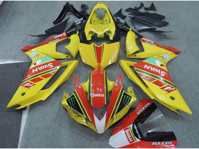 Amarelo Vermelho Swan Carenagem Yamaha R1 2007-2008 Amarelo Vermelho Swan Carenagem Yamaha R1 2007-2008