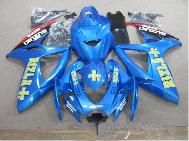 Azul Amarelo Rizla Carenagem Suzuki GSXR 600 K6 2006-2007 Azul Amarelo Rizla Carenagem Suzuki GSXR 600 K6 2006-2007