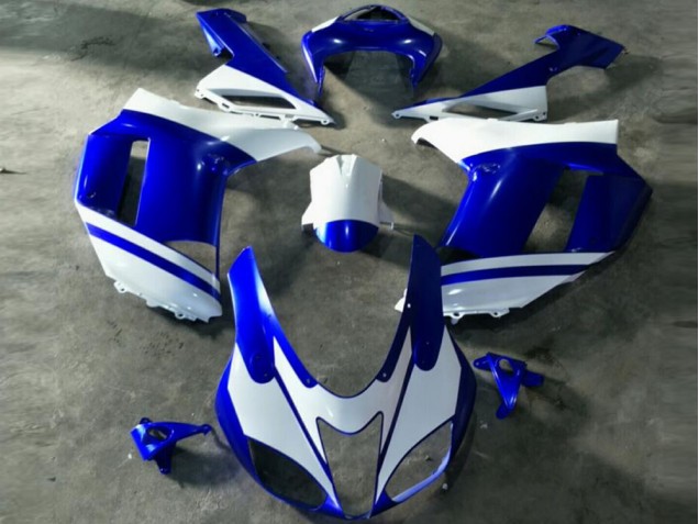 Azul Branco Carenagem Kawasaki ZX6R 2007-2008 Azul Branco Carenagem Kawasaki ZX6R 2007-2008