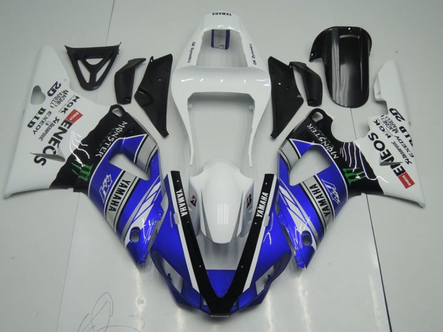 Azul Branco ENEOS Monster Carenagem Yamaha R1 2000-2001 Azul Branco ENEOS Monster Carenagem Yamaha R1 2000-2001