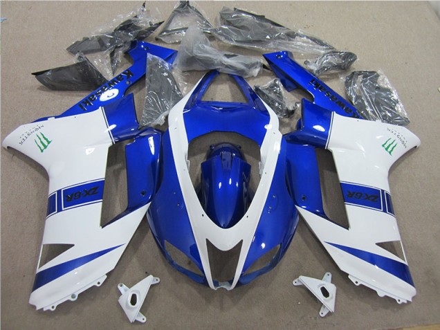 Azul Branco Monster Carenagem Kawasaki ZX6R 2007-2008 Azul Branco Monster Carenagem Kawasaki ZX6R 2007-2008