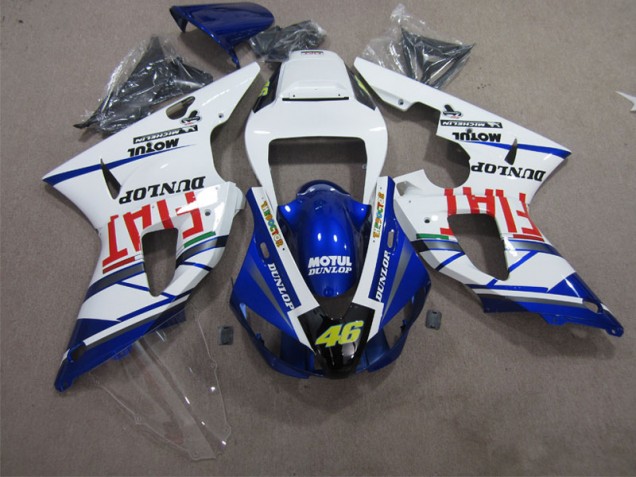 Azul Branco Motul Dunlop 46 Kit Completo Carenagem Yamaha R1 2009-2011 Azul Branco Motul Dunlop 46 Kit Completo Carenagem Yamaha R1 2009-2011