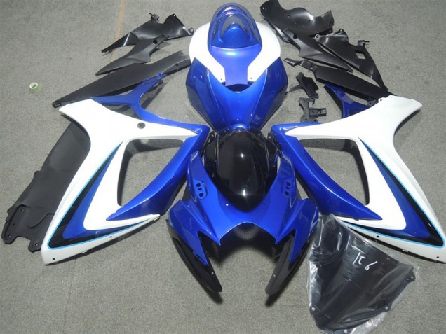 Azul Branco Preto Carenagem Suzuki GSXR 600 K6 2006-2007 Azul Branco Preto Carenagem Suzuki GSXR 600 K6 2006-2007