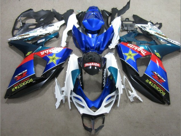 Azul Branco Rockstar Carenagem Suzuki GSXR 1000 K9 2009-2016 Azul Branco Rockstar Carenagem Suzuki GSXR 1000 K9 2009-2016