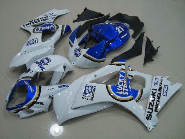 Azul Lucky Strike Carenagem Suzuki GSXR 1000 K7 2007-2008 Azul Lucky Strike Carenagem Suzuki GSXR 1000 K7 2007-2008