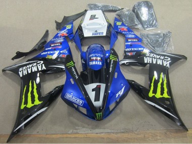 Azul Preto Graves 1 Carenagem Yamaha R1 2002-2003