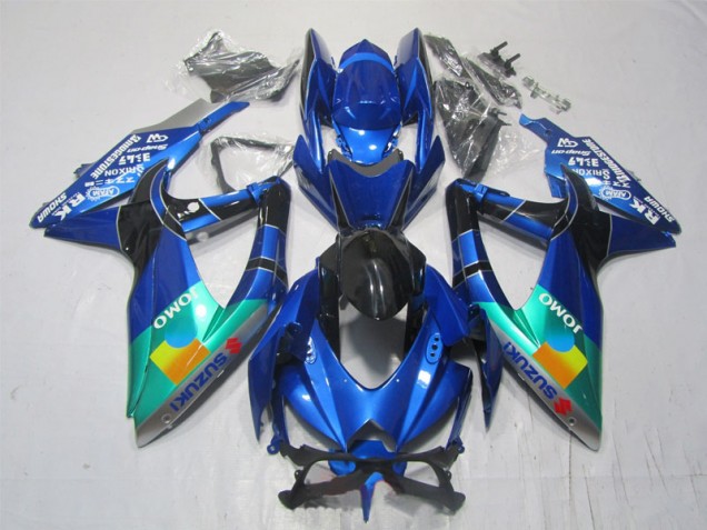 Azul Preto Verde Jomo Carenagem Suzuki GSXR 1000 K7 2007-2008