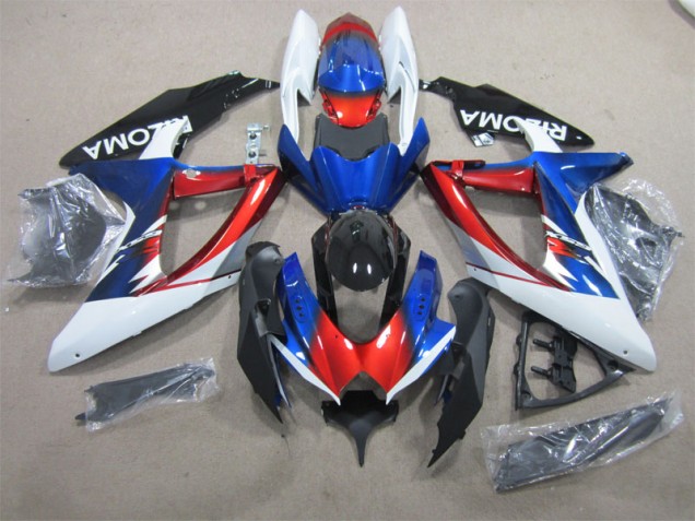 Azul Vermelho Branco Carenagem Suzuki GSXR 600 K8 2008-2010 Azul Vermelho Branco Carenagem Suzuki GSXR 600 K8 2008-2010