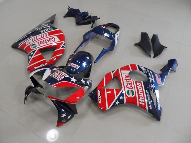 Azul Vermelho Cycle World Castrol Carenagem Honda CBR 900RR 954 2002-2003 Azul Vermelho Cycle World Castrol Carenagem Honda CBR 900RR 954 2002-2003