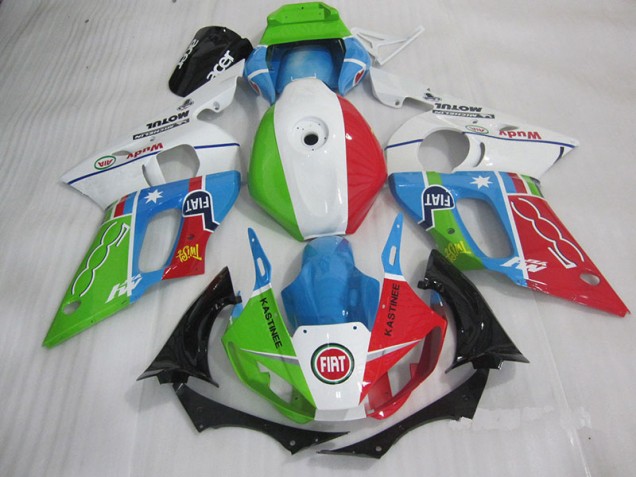 Azul Vermelho Fiat Kastinee Carenagem Yamaha R6 1998-2002