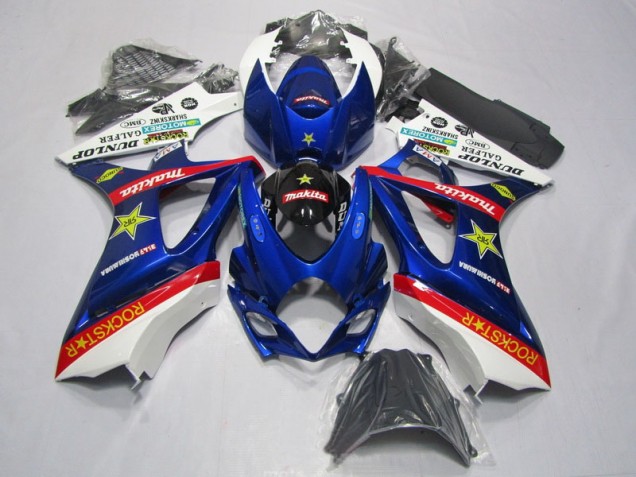 Azul Vermelho Rockstar Carenagem Suzuki GSXR 1000 K7 2007-2008 Azul Vermelho Rockstar Carenagem Suzuki GSXR 1000 K7 2007-2008