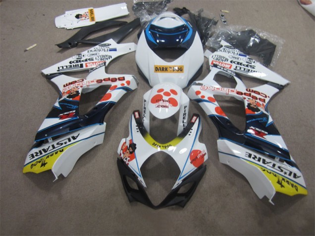 Branco Azul Dark Dog Carenagem Suzuki GSXR 1000 K7 2007-2008 Branco Azul Dark Dog Carenagem Suzuki GSXR 1000 K7 2007-2008