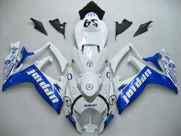 Branco Azul Jordan Carenagem Suzuki GSXR 600 K6 2006-2007 Branco Azul Jordan Carenagem Suzuki GSXR 600 K6 2006-2007