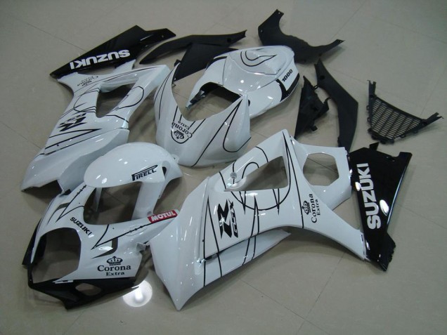 Branco Corona Carenagem Suzuki GSXR 1000 K7 2007-2008 Branco Corona Carenagem Suzuki GSXR 1000 K7 2007-2008