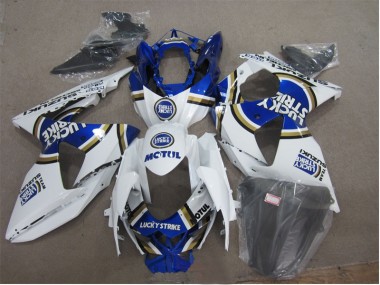 Branco Lucky Strike Azul Motul Carenagem Suzuki GSXR 1000 K9 2009-2016