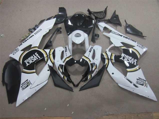 Branco Lucky Strike Preto Motul Carenagem Suzuki GSXR 1000 K5 2005-2006 Branco Lucky Strike Preto Motul Carenagem Suzuki GSXR 1000 K5 2005-2006