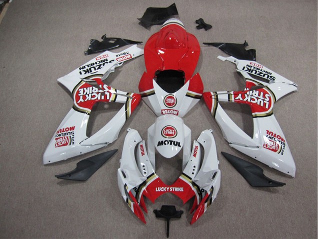 Branco Lucky Strike Vermelho Motul Abs Kit Completos Carenagem Suzuki GSXR 1000 K5 2005-2006 Branco Lucky Strike Vermelho Motul Abs Kit Completos Carenagem Suzuki GSXR 1000 K5 2005-2006