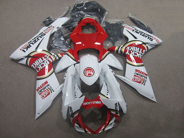 Branco Lucky Strike Vermelho Motul Carenagem Suzuki GSXR 600 K11 2011-2021 Branco Lucky Strike Vermelho Motul Carenagem Suzuki GSXR 600 K11 2011-2021