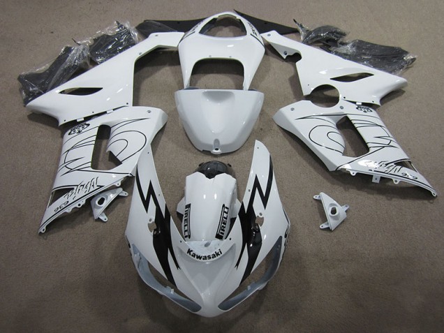 Branco Ninja 636 Carenagem Kawasaki ZX6R 2005-2006