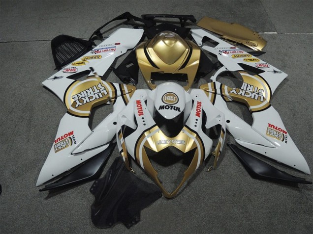 Branco Ouro Lucky Strike Motul Carenagem Suzuki GSXR 1000 K5 2005-2006 Branco Ouro Lucky Strike Motul Carenagem Suzuki GSXR 1000 K5 2005-2006