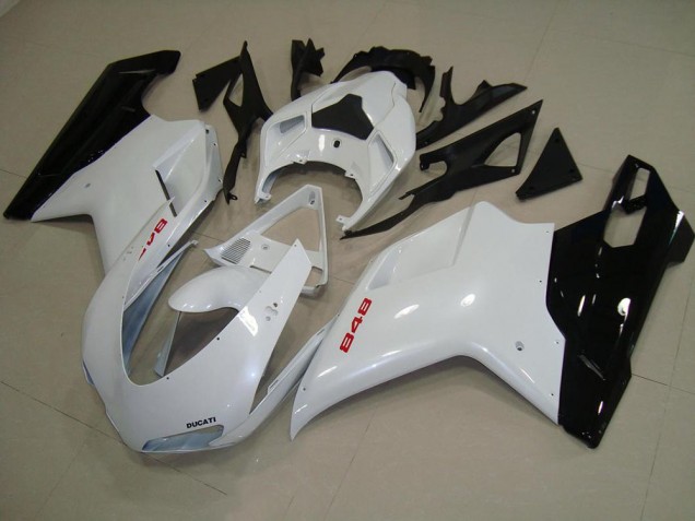 Branco Pérola Preto Carenagem Ducati 848 1098 1198 2007-2014 Branco Pérola Preto Carenagem Ducati 848 1098 1198 2007-2014