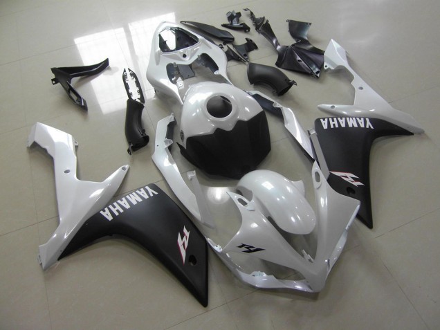 Branco Pérola Preto Fosco Carenagem Yamaha R1 2007-2008 Branco Pérola Preto Fosco Carenagem Yamaha R1 2007-2008
