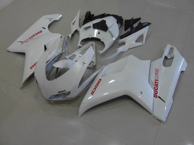 Branco Pérola & Vermelho Decalques Carenagem Ducati 848 1098 1198 2007-2014 Branco Pérola & Vermelho Decalques Carenagem Ducati 848 1098 1198 2007-2014