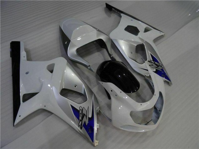 Branco Prata Carenagem Suzuki GSXR 600 / 750 K1 K2 K3 2001-2003 Branco Prata Carenagem Suzuki GSXR 600 / 750 K1 K2 K3 2001-2003
