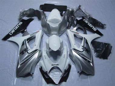 Branco Prata Preto Carenagem Suzuki GSXR 1000 K7 2007-2008
