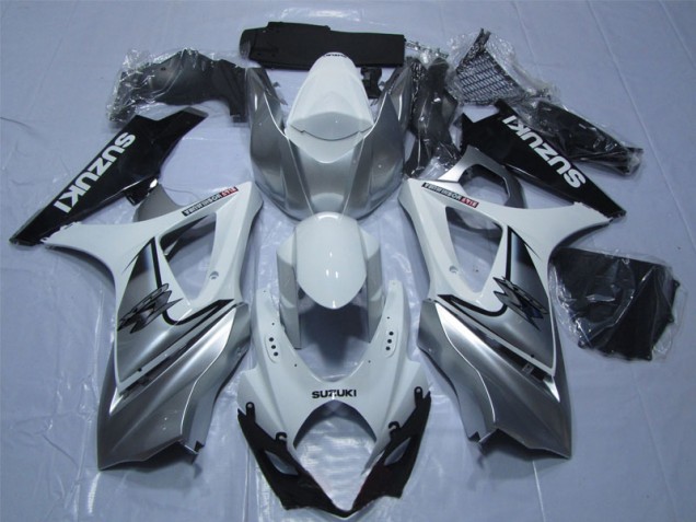 Branco Prata Preto Carenagem Suzuki GSXR 1000 K7 2007-2008 Branco Prata Preto Carenagem Suzuki GSXR 1000 K7 2007-2008