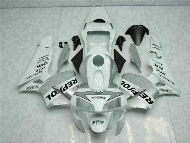 Branco Prata Repsol Carenagem Honda CBR 600RR 2003-2004 Branco Prata Repsol Carenagem Honda CBR 600RR 2003-2004