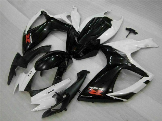 Branco Preto Abs Plásticos Suzuki GSXR 600 / 750 K6 2006-2007 Branco Preto Abs Plásticos Suzuki GSXR 600 / 750 K6 2006-2007