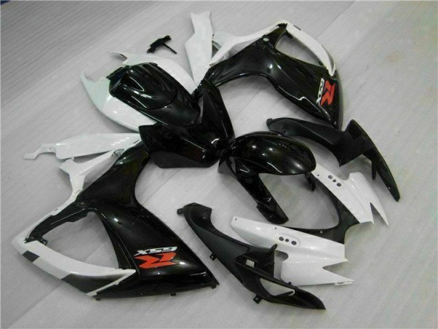 Branco Preto Abs Plásticos Suzuki GSXR 600 / 750 K6 2006-2007 Branco Preto Abs Plásticos Suzuki GSXR 600 / 750 K6 2006-2007