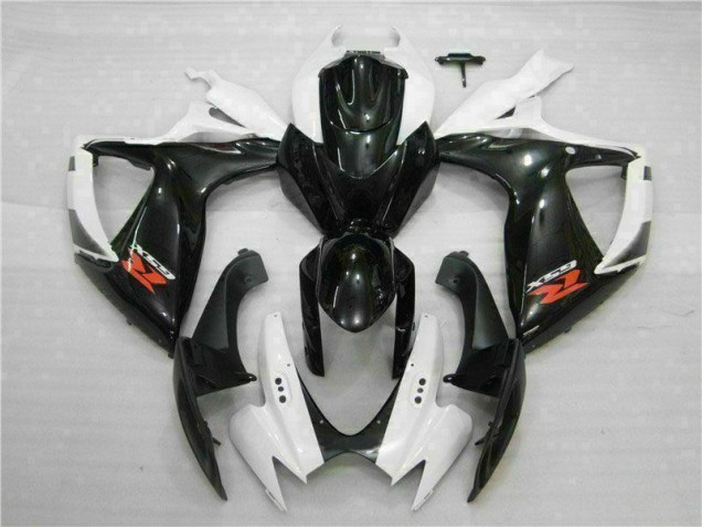 Branco Preto Abs Plásticos Suzuki GSXR 600 / 750 K6 2006-2007 Branco Preto Abs Plásticos Suzuki GSXR 600 / 750 K6 2006-2007