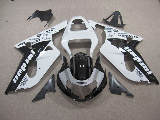 Branco Preto Carenagem Suzuki GSXR 600 K1 K2 K3 2001-2003 Branco Preto Carenagem Suzuki GSXR 600 K1 K2 K3 2001-2003