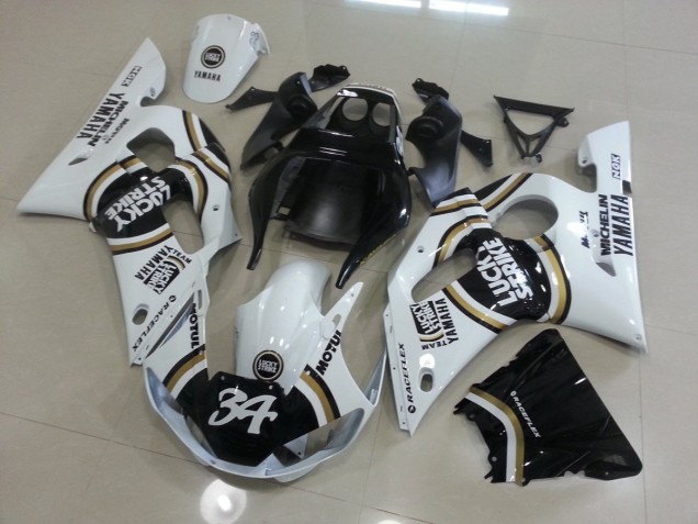 Branco Preto Carenagem Yamaha R6 1998-2002