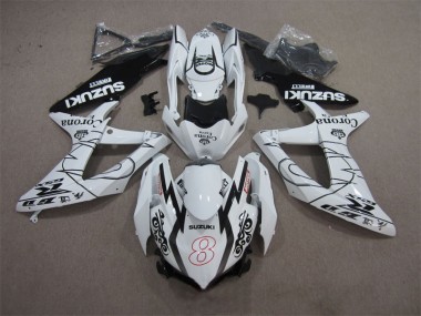 Branco Preto Corona Extra Motul 8 Carenagem Suzuki GSXR 600 K8 2008-2010