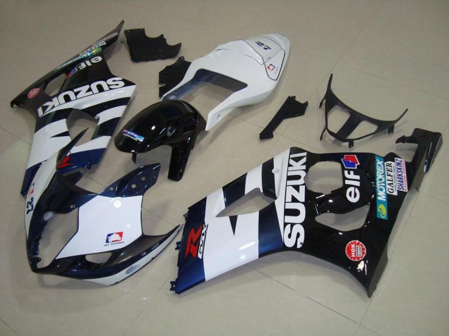 Branco Preto Elf Carenagem Suzuki GSXR 1000 K3 2003-2004 Branco Preto Elf Carenagem Suzuki GSXR 1000 K3 2003-2004