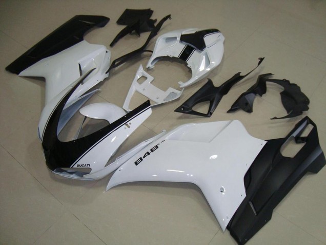 Branco Preto Fosco Carenagem Ducati 848 1098 1198 2007-2014 Branco Preto Fosco Carenagem Ducati 848 1098 1198 2007-2014