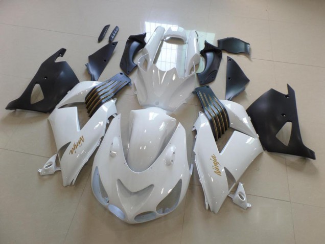 Branco & Preto Fosco Carenagem Kawasaki ZX14R ZZR 1400 2006-2011 Branco & Preto Fosco Carenagem Kawasaki ZX14R ZZR 1400 2006-2011
