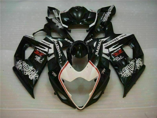 Branco Preto Kit Carenagem Suzuki GSXR 1000 K5 2005-2006 Branco Preto Kit Carenagem Suzuki GSXR 1000 K5 2005-2006