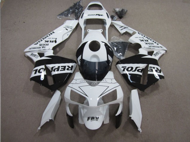 Branco Preto Repsol Carenagem Honda CBR 600RR 2003-2004 Branco Preto Repsol Carenagem Honda CBR 600RR 2003-2004