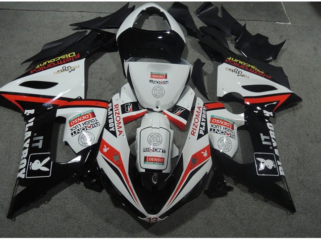 Branco Preto Rizoma Playboy Carroçaria Kawasaki ZX6R 2005-2006 Branco Preto Rizoma Playboy Carroçaria Kawasaki ZX6R 2005-2006