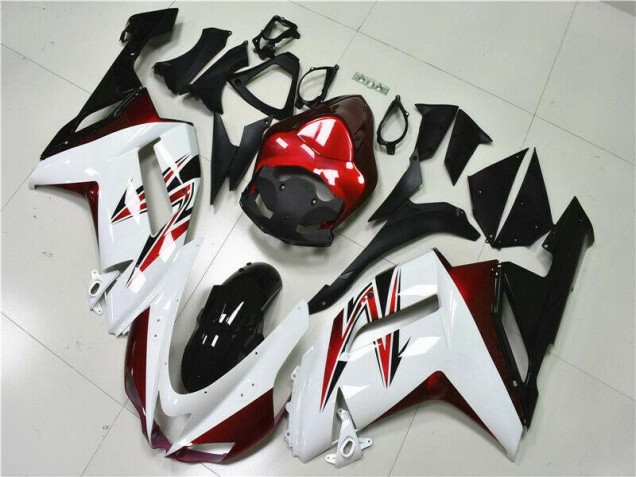 Branco Preto Vermelho Carenagem Kawasaki ZX6R 2007-2008 Branco Preto Vermelho Carenagem Kawasaki ZX6R 2007-2008