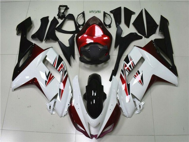 Branco Preto Vermelho Carenagem Kawasaki ZX6R 2007-2008 Branco Preto Vermelho Carenagem Kawasaki ZX6R 2007-2008
