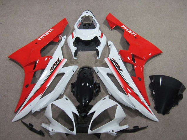 Branco Preto Vermelho Carenagem Yamaha R6 2006-2007 Branco Preto Vermelho Carenagem Yamaha R6 2006-2007