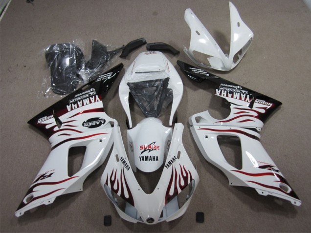 Branco Preto Vermelho Tubarão Carenagem Yamaha R1 2009-2011 Branco Preto Vermelho Tubarão Carenagem Yamaha R1 2009-2011