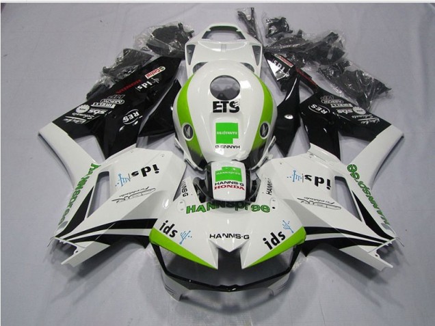 Branco Verde Hannspree ETS Carenagem Honda CBR 600RR 2013-2021 Branco Verde Hannspree ETS Carenagem Honda CBR 600RR 2013-2021